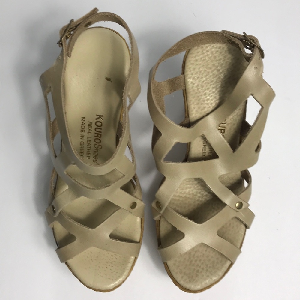 Size 6 Nude Kouro Wedge Sandals - Picture 5 of 7